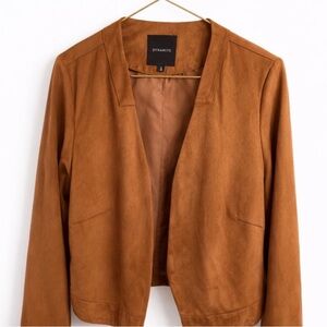 DYNAMITE Camel Faux Suede Cropped Blazer - Minimalist Jacket